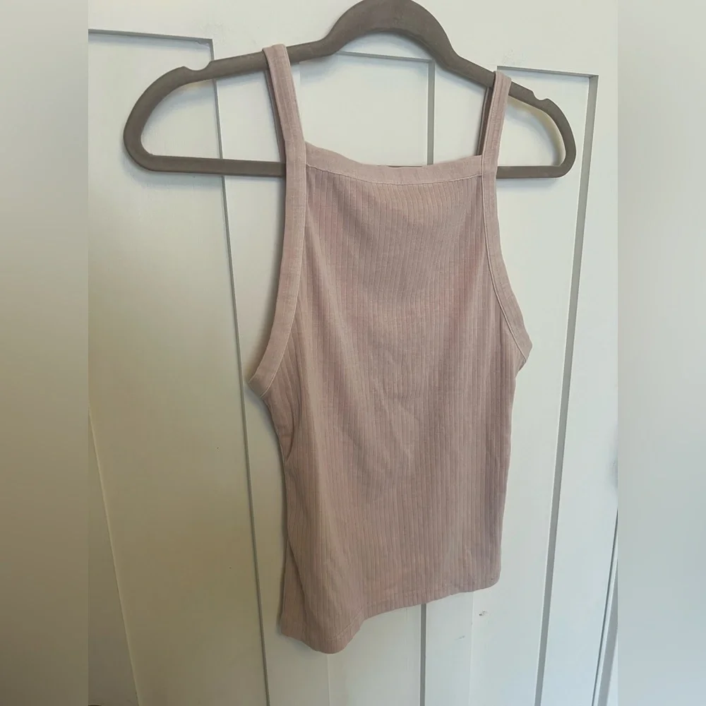 Free People Intimately Set Up Pale Pink High Square Neck Ribbed Tank Top XS